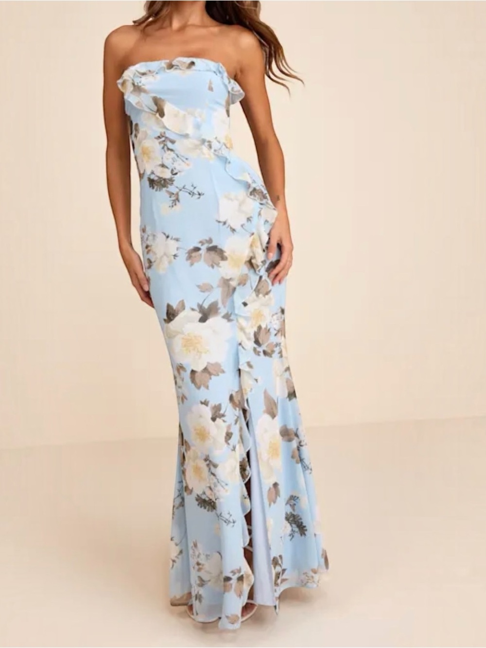 Lulus Maxi Dress - Blue Floral